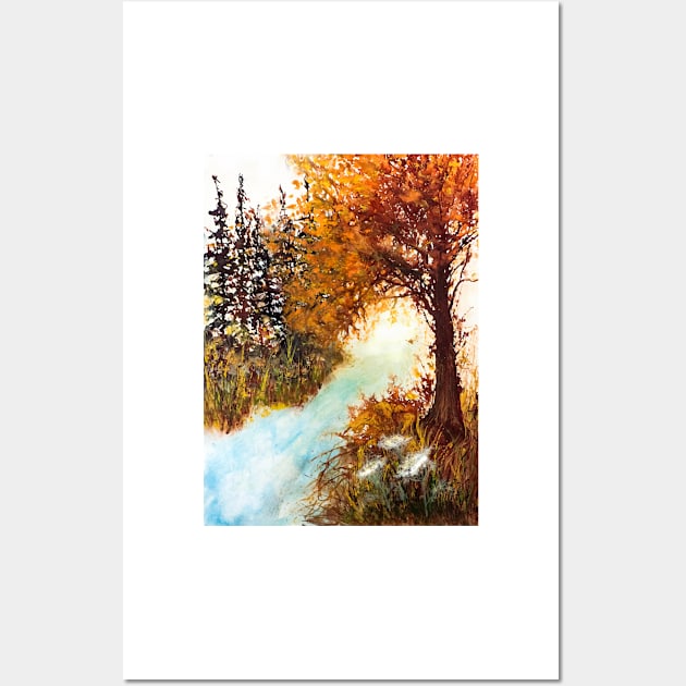 Autumn landscape tree Wall Art by redwitchart